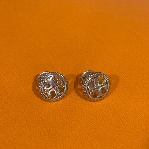 Tory Burch silver logo stud earrings